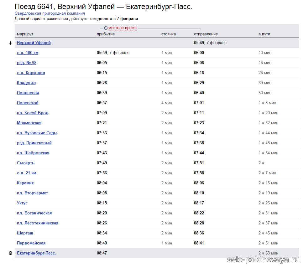 Расписание электричек верх нейвинск екатеринбург